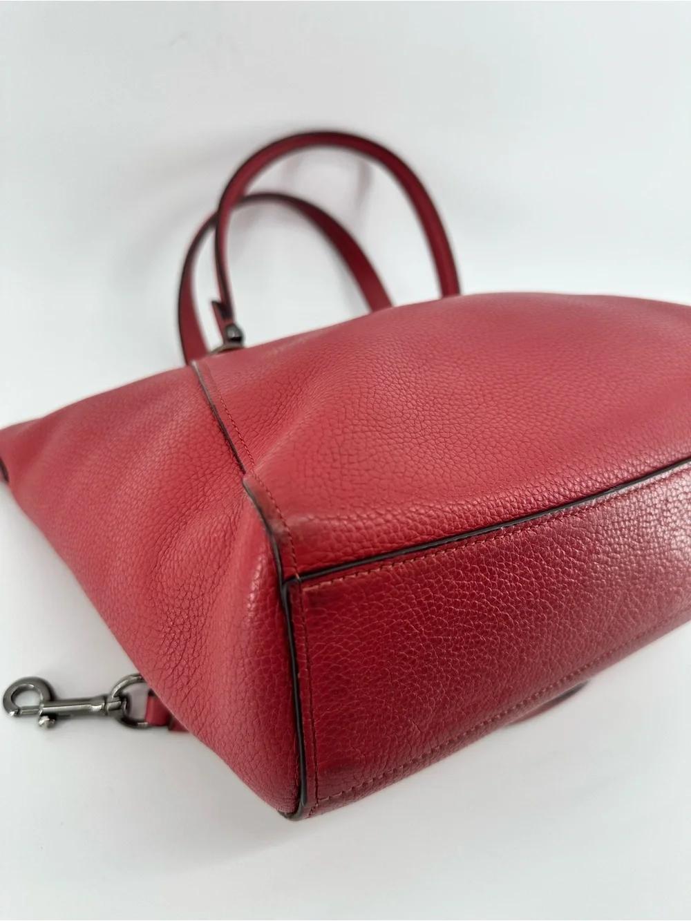 Coach Red Pebbled Leather Prairie Satchel with Crossbody Strap